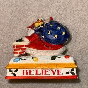 Vintage 1995 Mary Engelbreit Santa on the Rooftop Believe Christmas Figurine